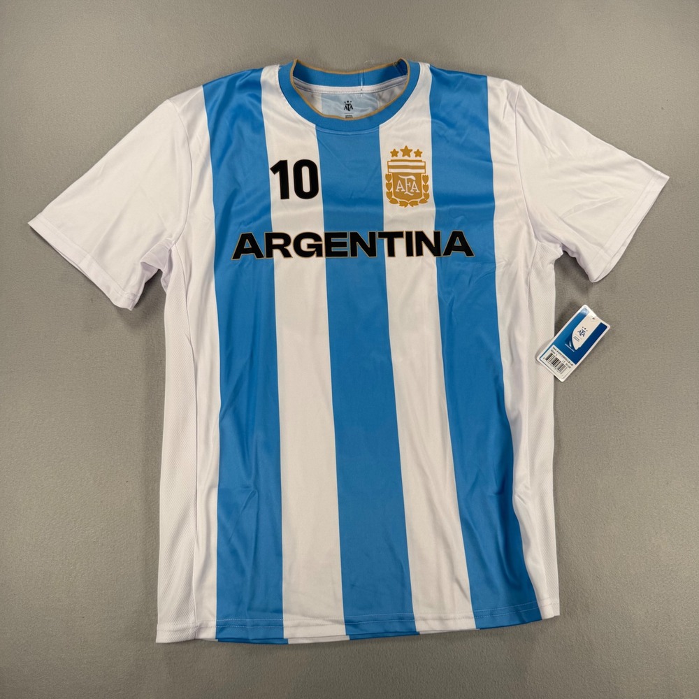 AFA Argentina Messi 10 Soccer Jersey Mens Large Blue White Striped NWT Official